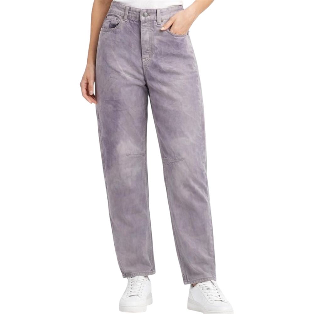 Madewell The Darted Barrel Leg Jeans Denim High Waisted Washed Purple Lilac 25